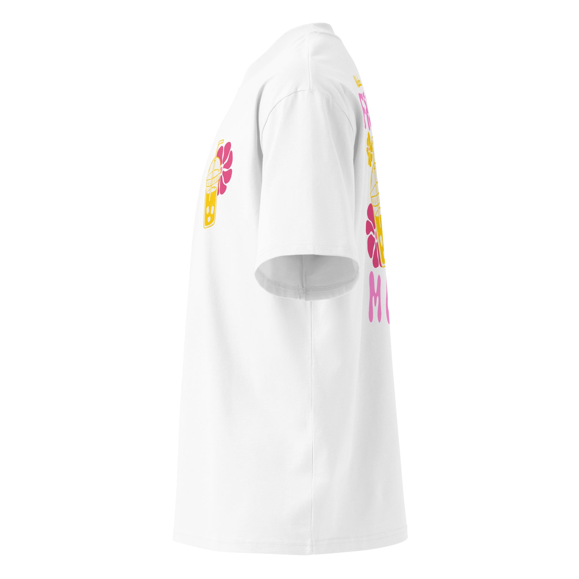 Organic oversized high neck t-shirt women - Hladan frappé i mora mi daj in white, NASHE Balkan T-shirt