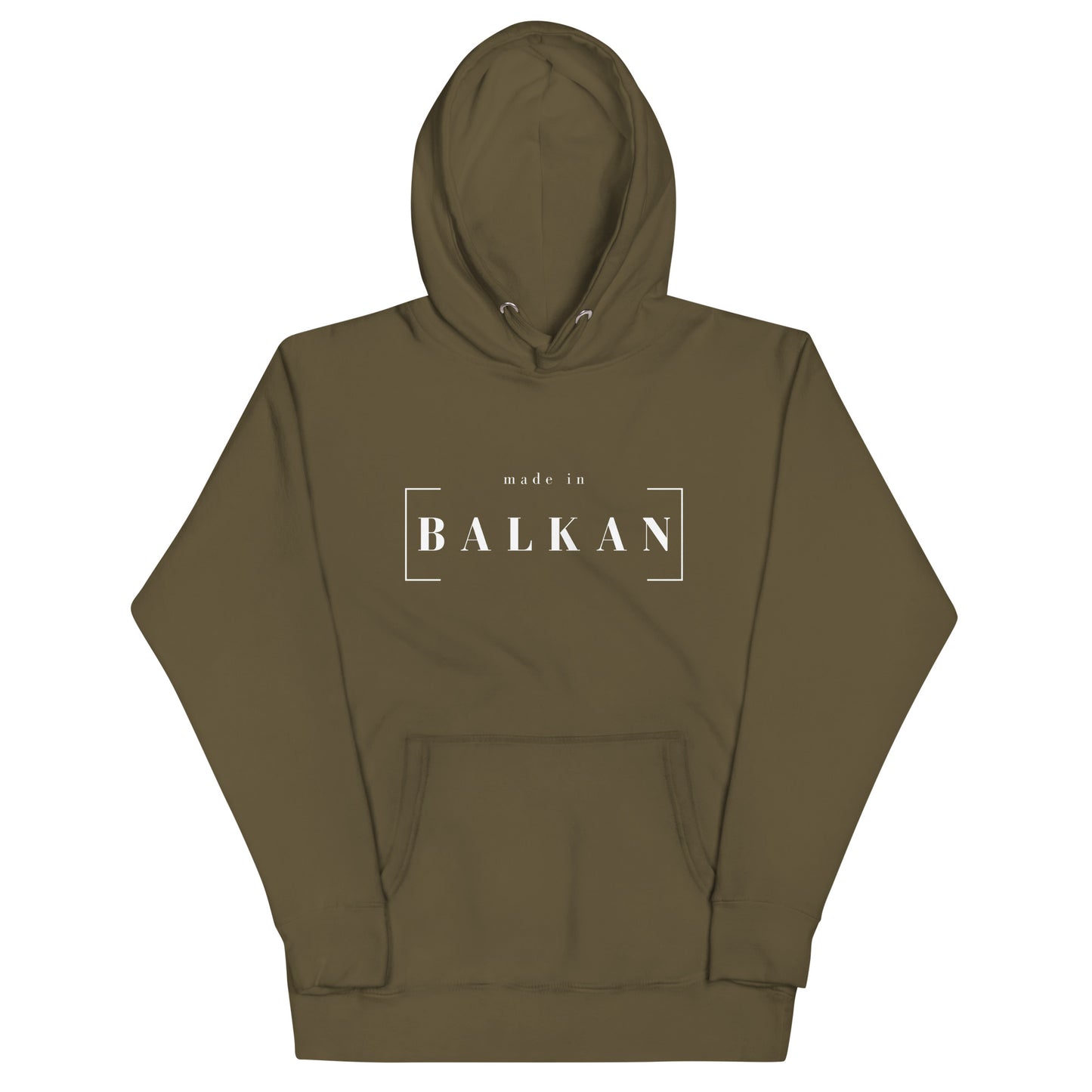 Hoodie men - made in Balkan in green, front view, NASHE Balkan hoodie