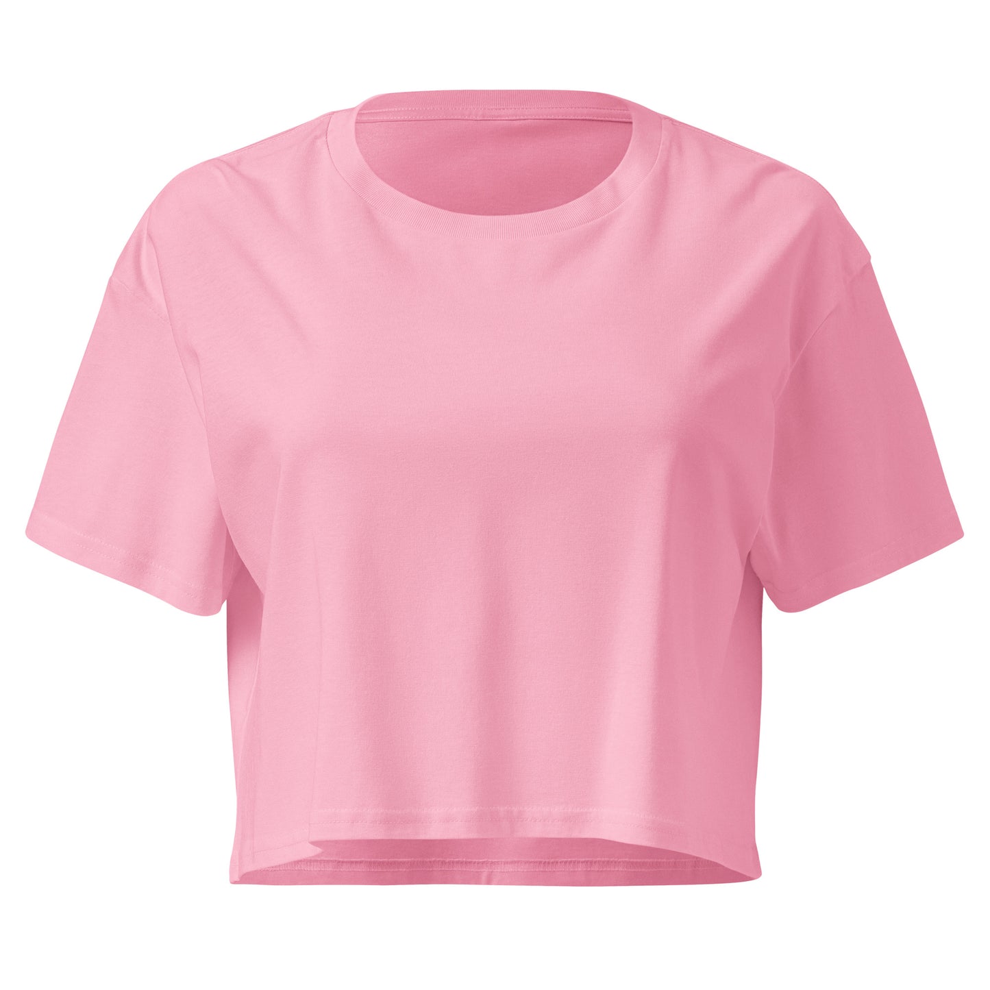 Women’s crop top - cvetaj gde te posade in bubblegum, front view, NASHE Balkan crop top