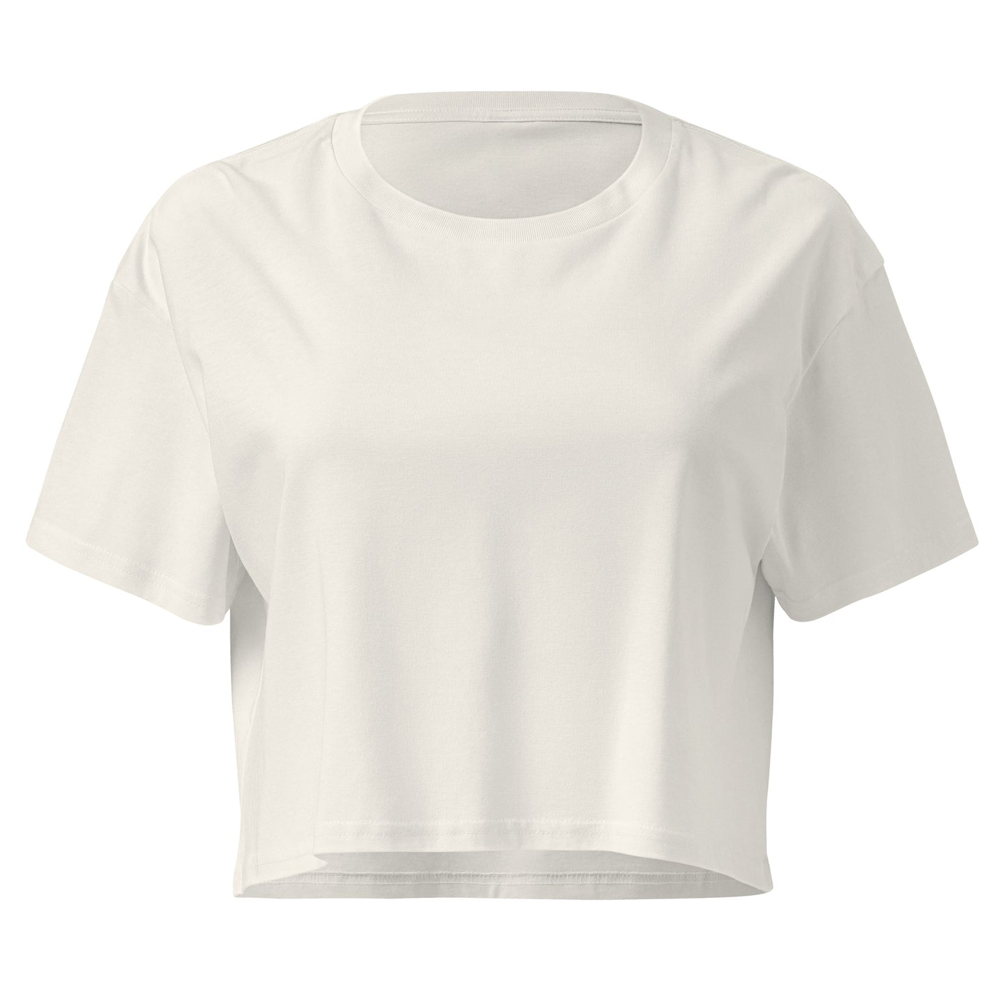 Women’s crop top - cvetaj gde te posade in ecru, front view, NASHE Balkan crop top
