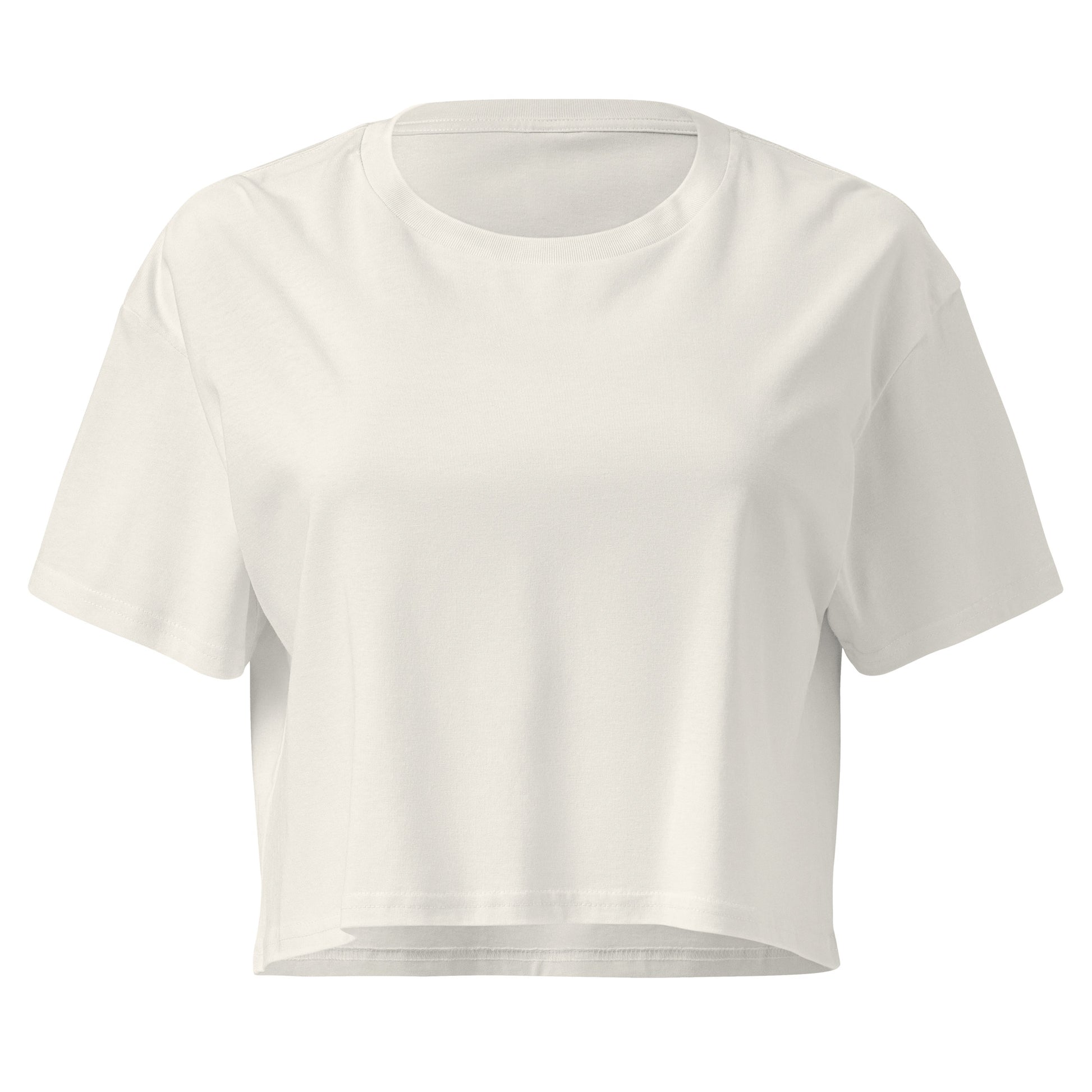 Women’s crop top - cvetaj gde te posade in ecru, front view, NASHE Balkan crop top