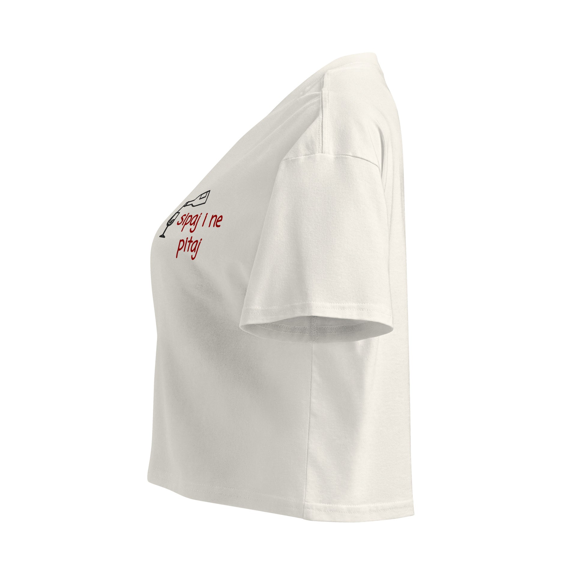 Women’s crop top - Sipaj i ne pitaj in ecru, NASHE Balkan crop top