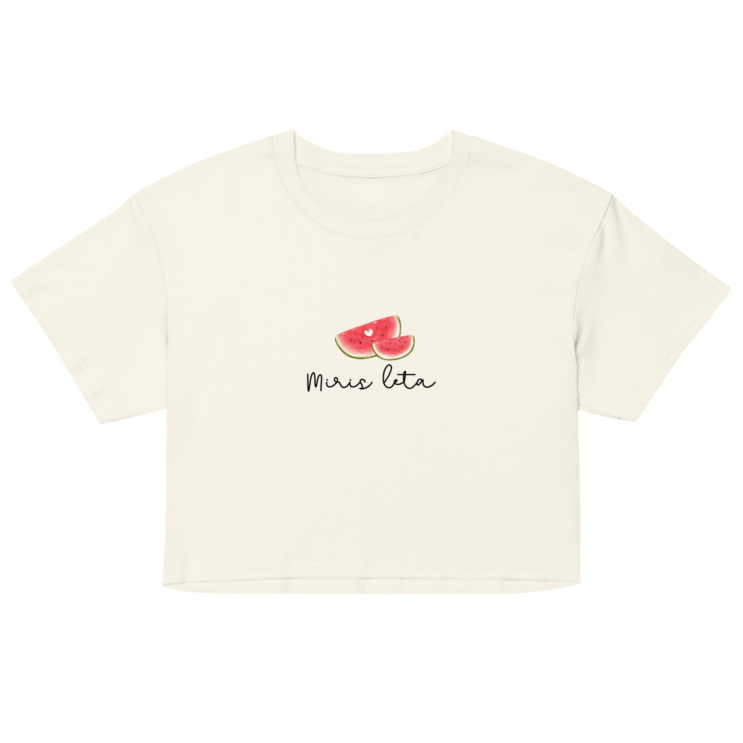Women’s crop top - Miris leta in natural, front view, NASHE Balkan crop top
