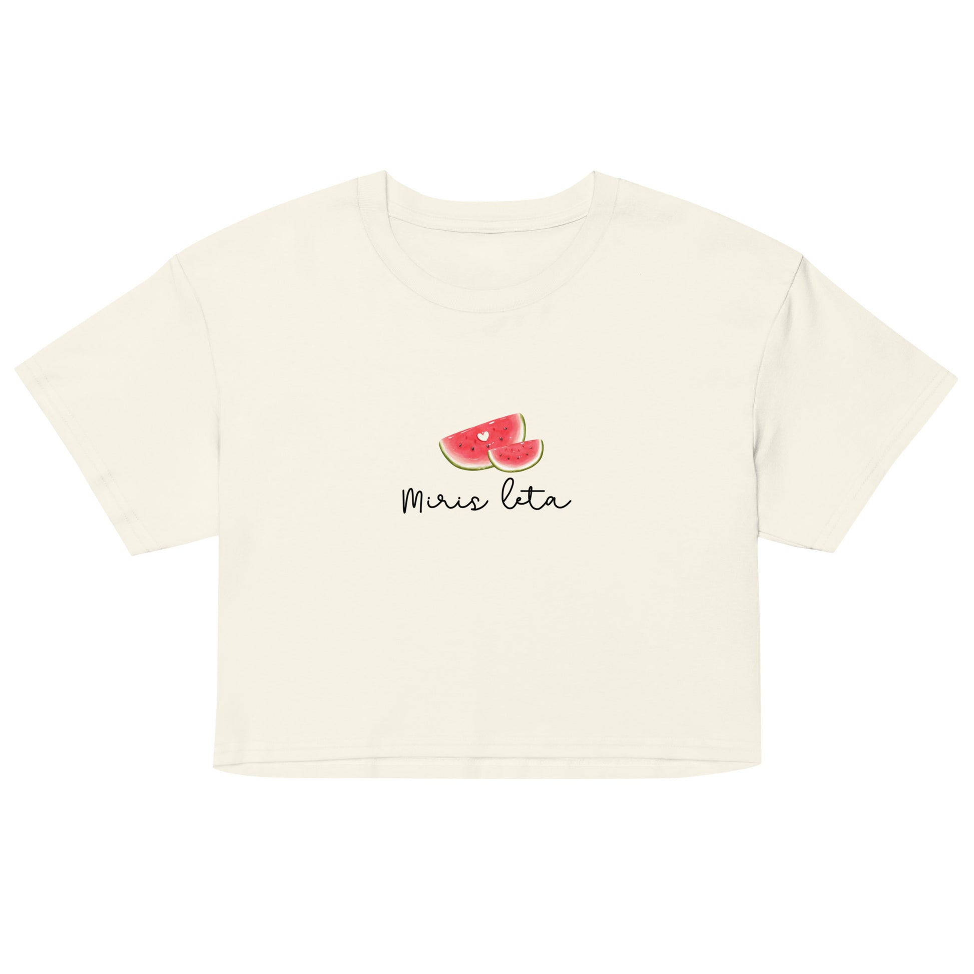 Women’s crop top - Miris leta in natural, front view, NASHE Balkan crop top