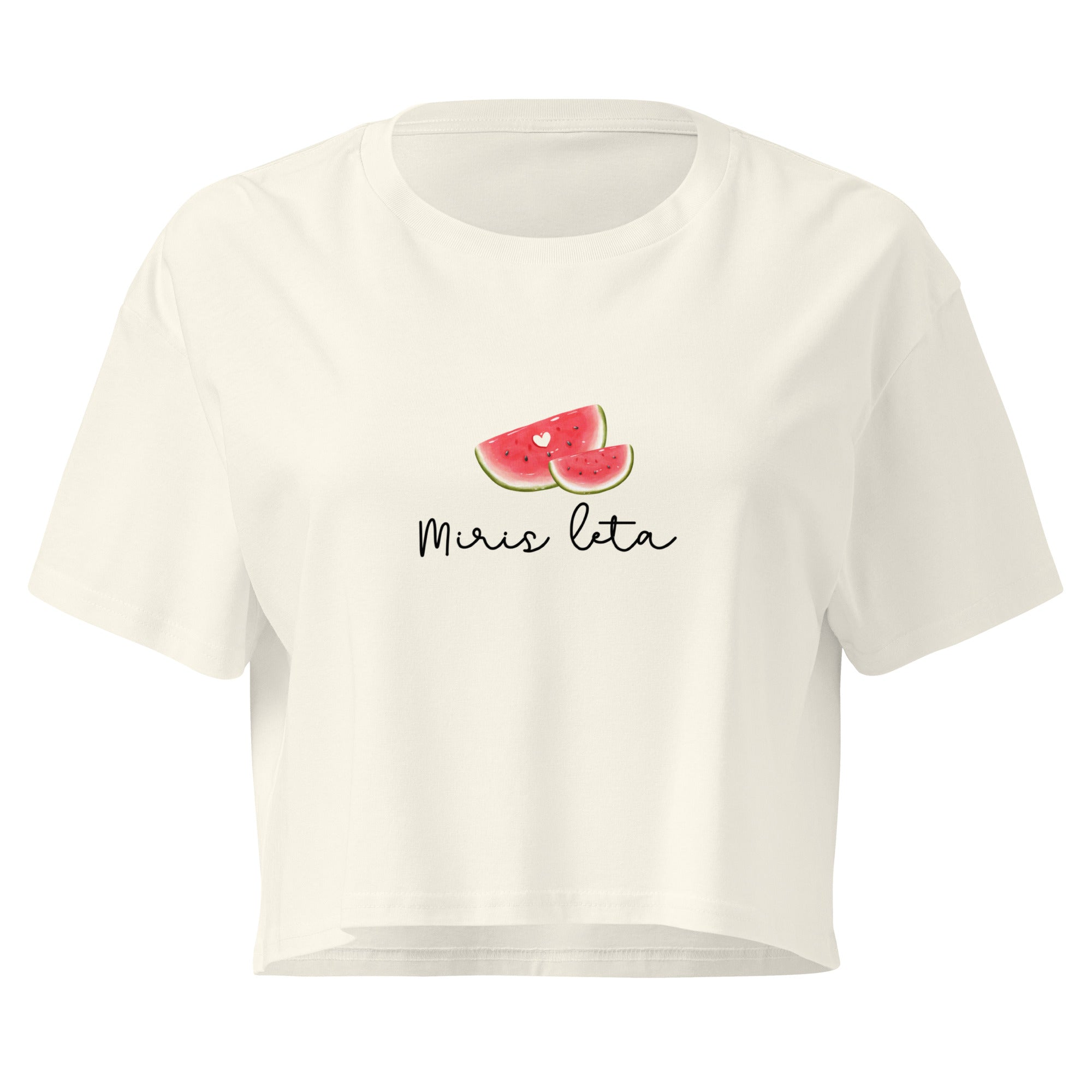Women’s crop top - Miris leta in natural, front view, NASHE Balkan crop top