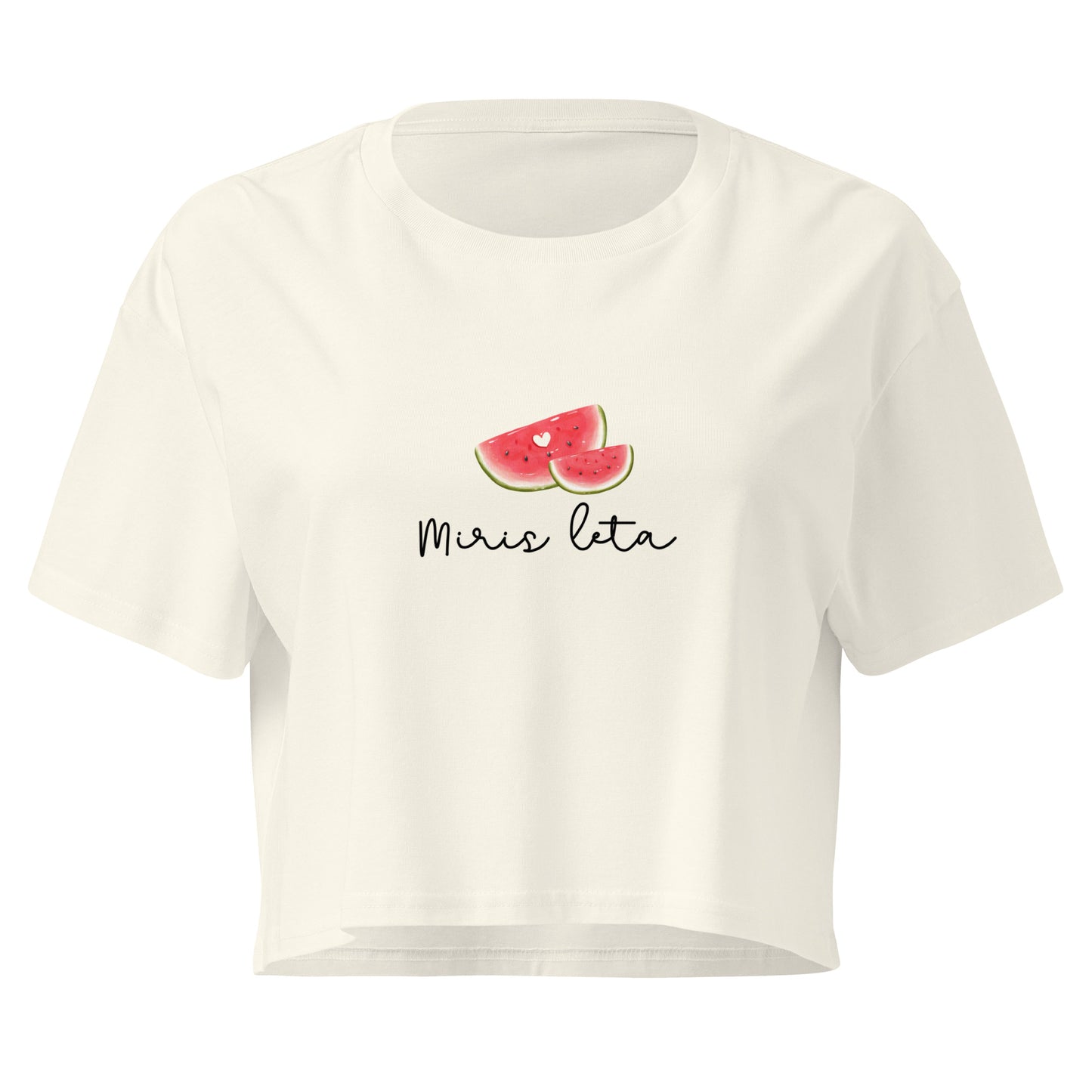 Women’s crop top - Miris leta in natural, front view, NASHE Balkan crop top