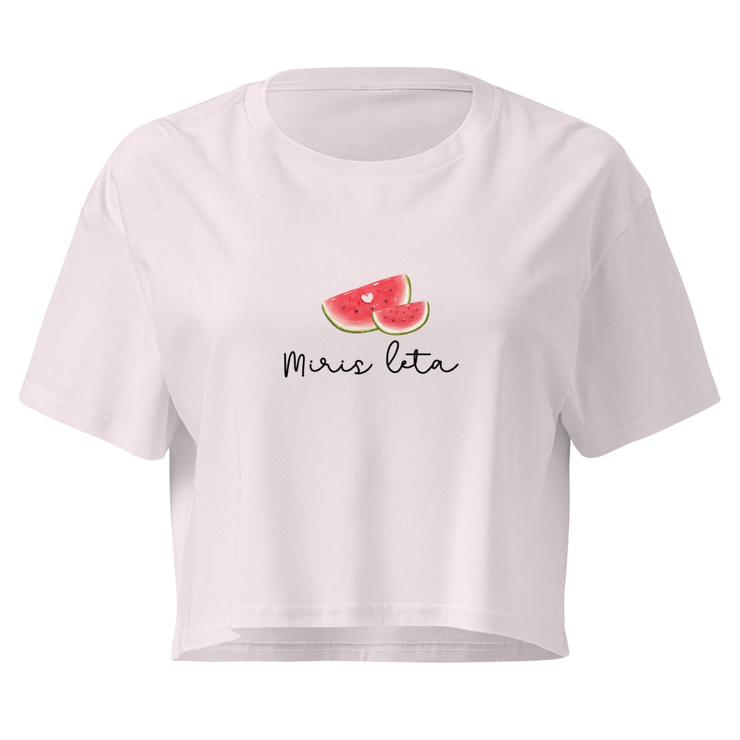 Women’s crop top - Miris leta in orchid, front view, NASHE Balkan crop top