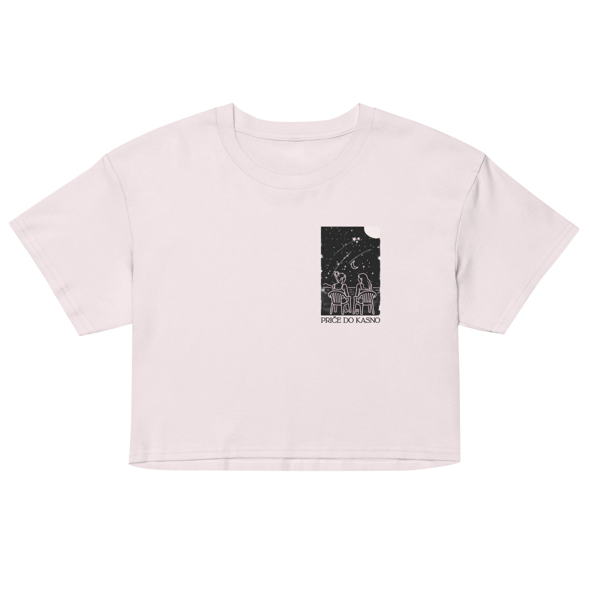 Women’s crop top - Priče do kasno in orchid, front view, NASHE Balkan crop top