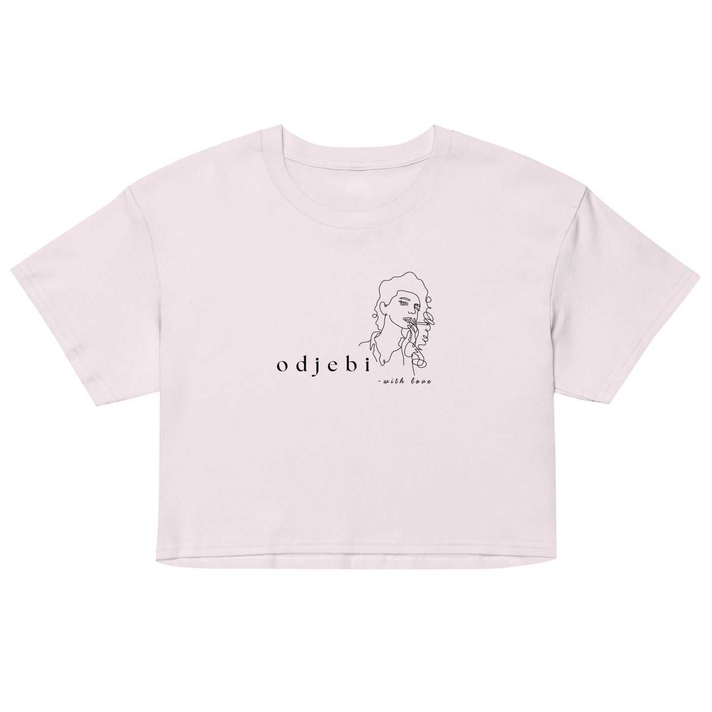 Women’s crop top - odjebi with love in orchid, front view, NASHE Balkan crop top