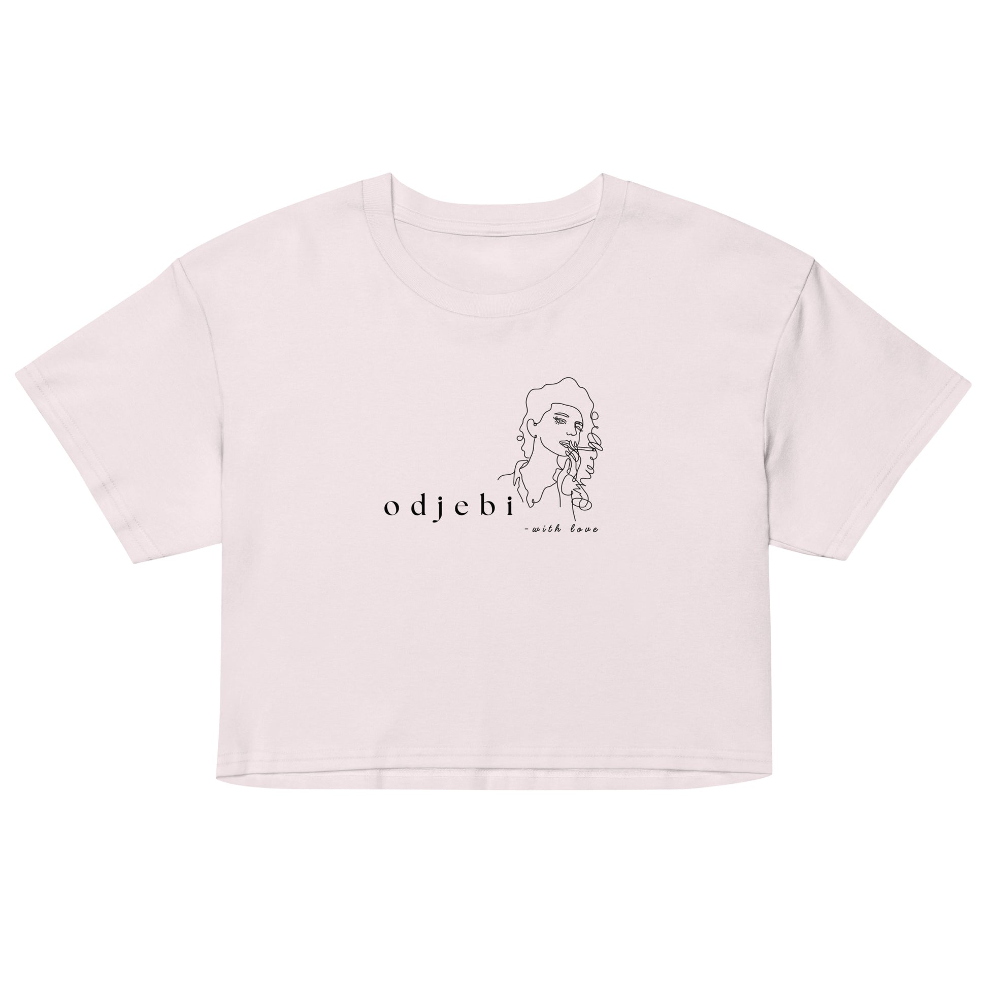 Women’s crop top - odjebi with love in orchid, front view, NASHE Balkan crop top
