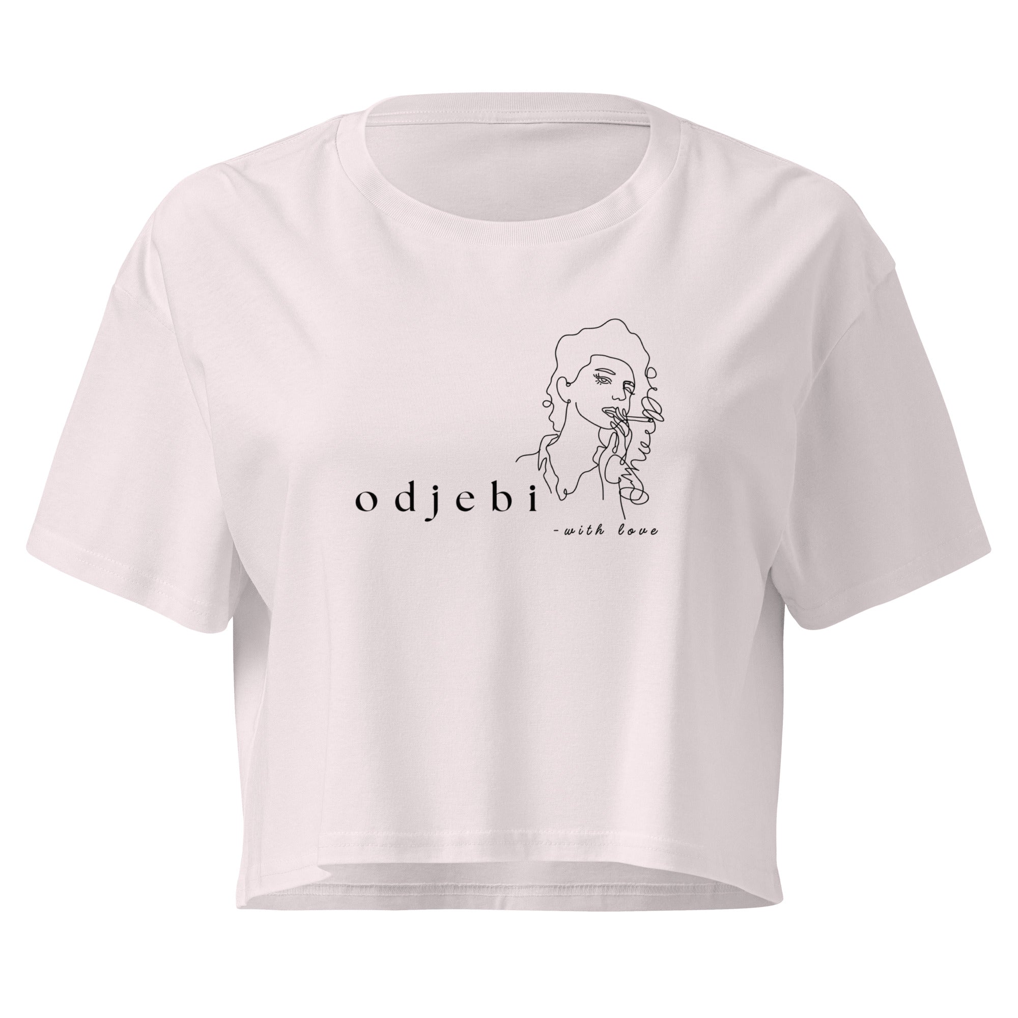 Women’s crop top - odjebi with love in orchid, front view, NASHE Balkan crop top