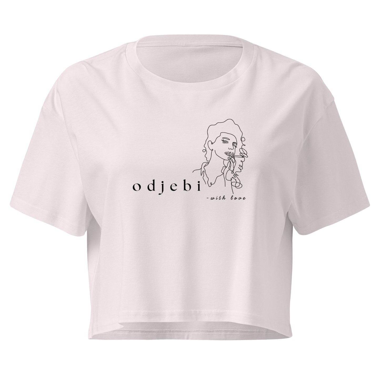 Women’s crop top - odjebi with love in orchid, front view, NASHE Balkan crop top