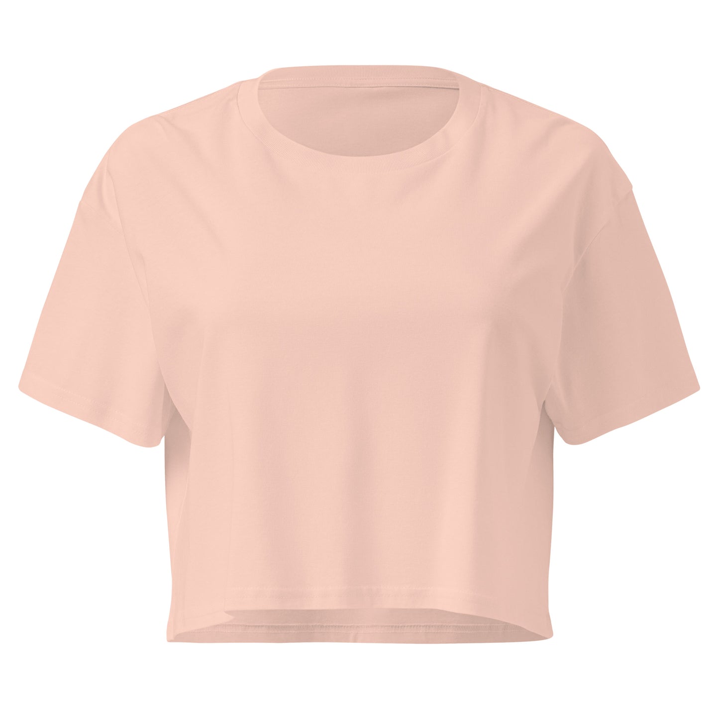 Women’s crop top - cvetaj gde te posade in pale pink, front view, NASHE Balkan crop top