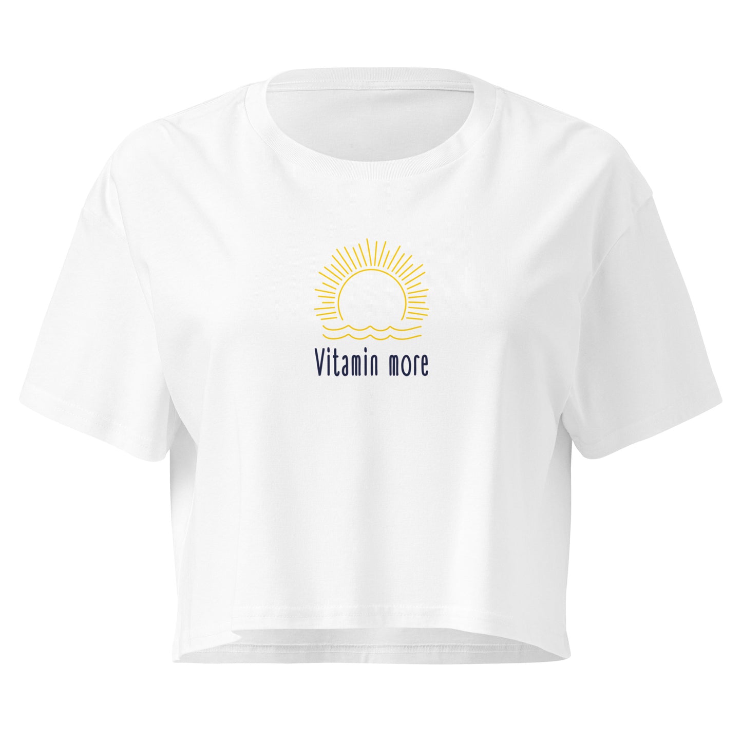 Women’s crop top - vitamin more in white, front view, NASHE Balkan crop top