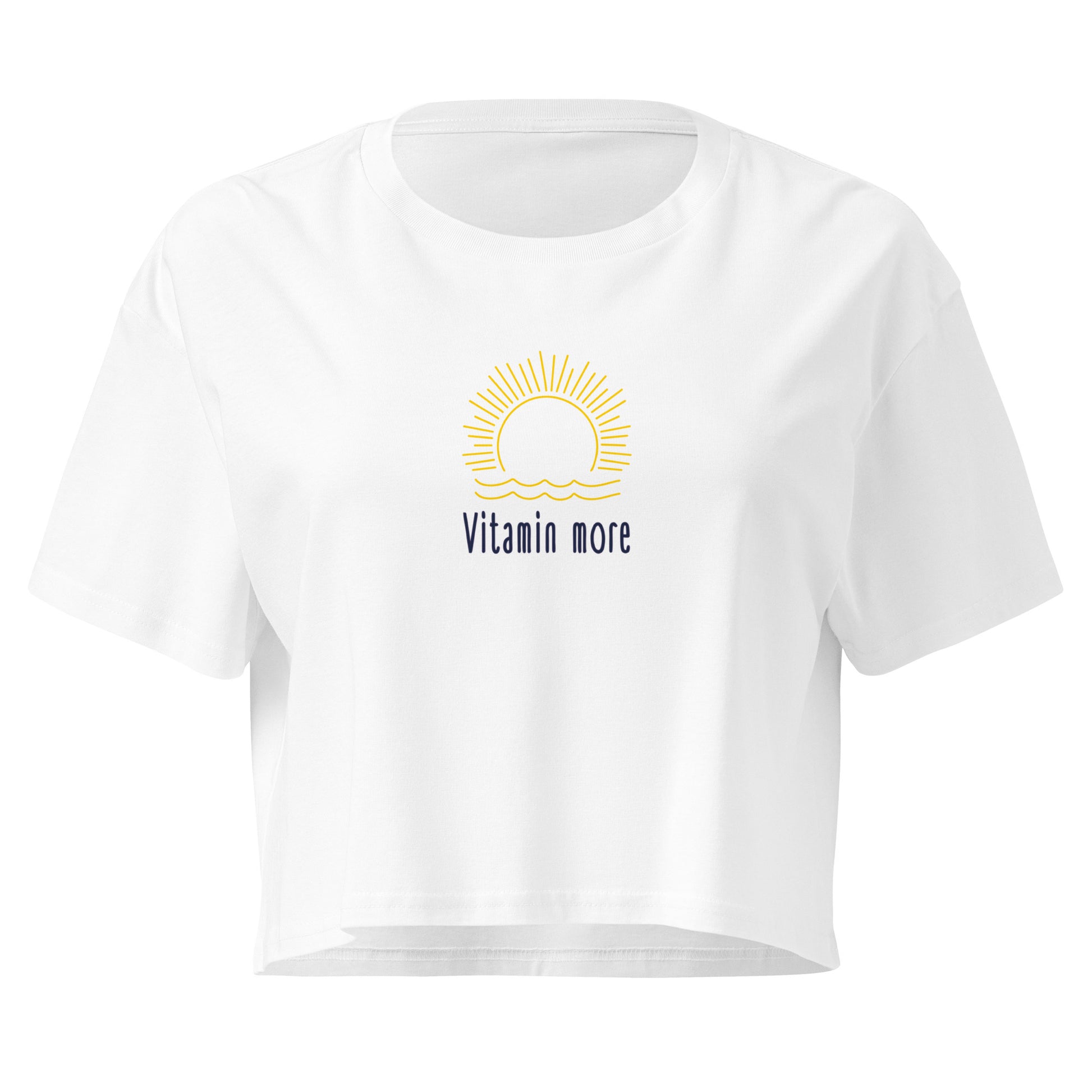 Women’s crop top - vitamin more in white, front view, NASHE Balkan crop top