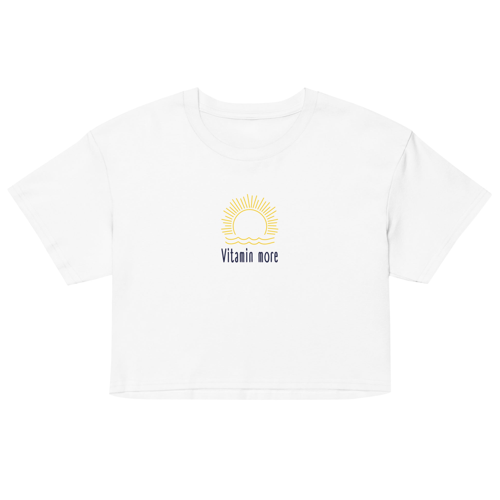 Women’s crop top - vitamin more in white, front view, NASHE Balkan crop top
